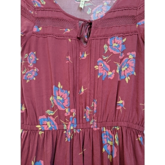 Matilda Jane Tie Neck Elastic Waist Tunic Dress M - Picture 3 of 4